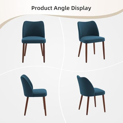 GarveeHome Wooden Dining Chairs Set of 4, Dining Room Chairs with Wood Legs | Upholstered Armless Kitchen Chairs with Back Thick Cushions for Kitchen/Living Room/Restaurant, Tool-Free Assembly, No Wobble - color: Navy Blue