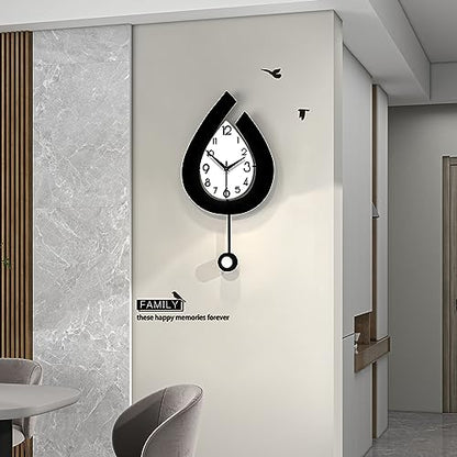 Decorative Wall Clock for Living Room Decor Large Modern Clocks | Pendulum Battery Operated for Bedroom Office Kitchen Home Small Black Silent Analog Wall Clock Non Ticking 11.8*22.4 Inch - size: 12*22 inch