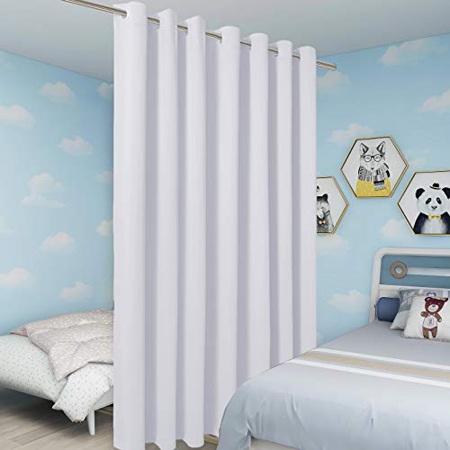 BONZER Room Divider Curtain, Light Reducing Screen Partitions | Wall Wide Thermal Insulated Blackout Curtains for Shared Room, 84L x 108W Inch (7L x 9W ft), 1 Panel, Greyish White - color: Greyish White, size: 108"W x 84"L (Pack of 1)
