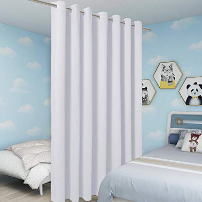 BONZER Room Divider Curtain, Light Reducing Screen Partitions | Wall Wide Thermal Insulated Blackout Curtains for Shared Room, 84L x 108W Inch (7L x 9W ft), 1 Panel, Greyish White - color: Greyish White, size: 108"W x 84"L (Pack of 1)