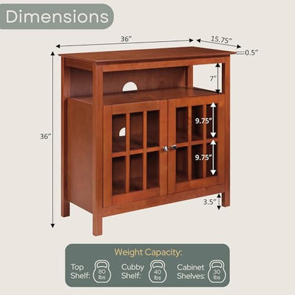 Convenience Concepts Big Sur Highboy TV Stand 36" - Modern Entertainment Center For TVs up to 40", Storage Cabinet for Dining, Living Room, & Entryway, Console Hall Table with Shelves, Cherry - color: Cherry