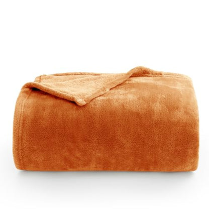 Throw Blanket for Couch & Sofa, All-Season Lightweight Fleece Blanket, Luxury Soft Cozy Fuzzy Throw for Her Him,Burnt Orange, 50 x 56 Inches