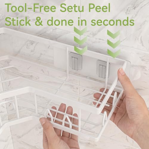Shower Shelf Corner, Adhesive Shower Caddy Rustproof, Shower Shelves Corner with Soap Holder, No Drilling Shower Corner Organizer for Dorm, Renters Bathroom, White, 3 Pack - color: White (3 Pack)