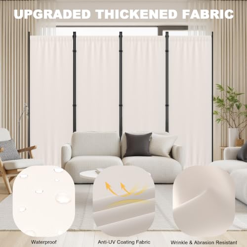 4 Panel Room Divider, 6FT Folding Privacy Screens(Beige, 4 Panel-88'') | Portable Partition Room Dividers, Freestanding Wall Divider for Office, Studio, Room Separation - color: Beige