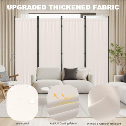 4 Panel Room Divider, 6FT Folding Privacy Screens(Beige, 4 Panel-88'') | Portable Partition Room Dividers, Freestanding Wall Divider for Office, Studio, Room Separation - color: Beige