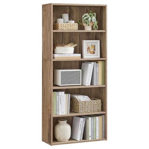 VASAGLE CUSTOS Collection - Bookshelf, 5-Tier Bookcase, Book Shelf, Open Storage Shelf, 9.4 x 23.6 x 52.5 Inches, for Living Room, Home Office, Dining Room, Camel Brown ULBC165T50 - color: Camel Brown, size: 5 Tiers (23.6"W), style: 1 Pack
