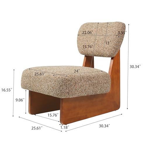 Christopher Knight Home Mores Low Profile Accent Chair Set of 2, Modern Living Room Armless Lounge Chair, Fabric Comfy Reading Chair for Bedroom, Wooden Frame and Thick Padded Seat, Walnut+Multi-Brown - color: Walnut+multi-brown