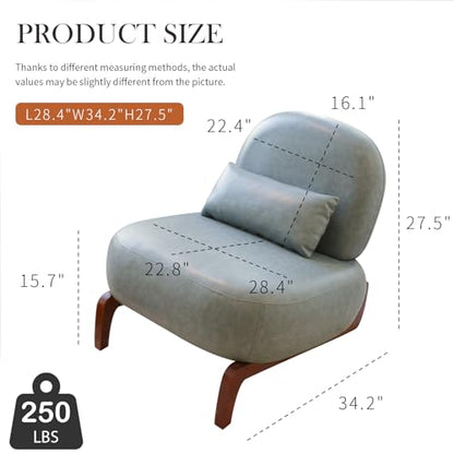 Chifee & Vingol Modern Accent Chair Armless Lounge Chairs with Wood Leg & Pillow Comfy Upholstered Reading Chair for Living Room Bedroom,PU Blue - color: Pu Blue