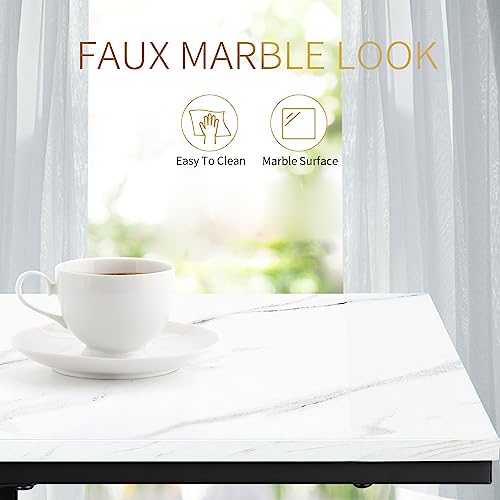 C Shaped Side Table Set of 2, Marble End Table for Sofa and Bed, Couch Table That Slide Under, Snack Side Table for Living Room, Bedroom or Small Spaces, White and Black - color: Black