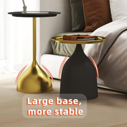 Benkyo Black and Gold Nesting Tables Pedestal Coffee Table Set of 2 Round Side Tables Metal End Table Small Circle Modern Sofa Table for Living Room - color: Black and Gold