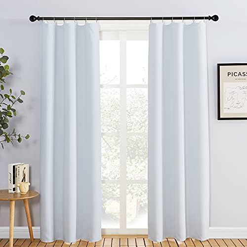 NICETOWN Blackout Curtain Liners for Sheer Curtains, Cold Heat Light Noise Blocking Liners with Rings: Easy to Open & Closed, Thermal Liners for 42" Wide x 84" Long Curtains, 2 PCs, 34" x 80" - color: Platinum White, size: 34"W x 80"L (Pack of 2)