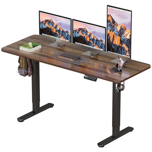 BIZUM Electric Standing Desk 63 x 24 Inch Computer Desk-Gaming Desk Dark Walnut Home Office Desks Height Adjustable Memory Stand Up Computer Workstation - color: Dark Walnut, size: 63*23.6 Inch