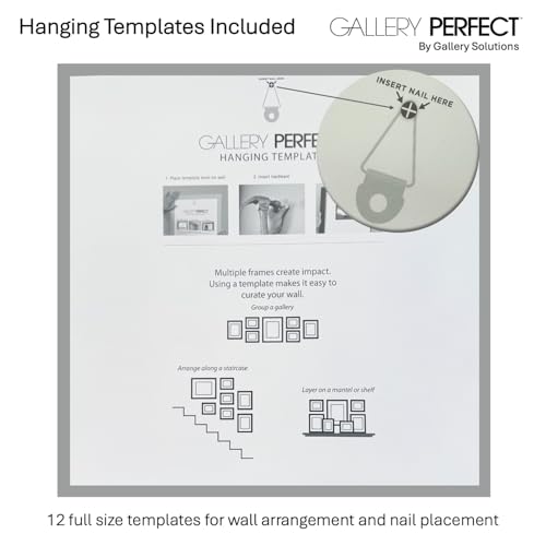 Gallery Perfect - 12-Piece White Square Photo Frame - Set with Hanging Template - Wall Gallery Kit - 16.5"x10.2"x16.7" - Square Wall Mount - Complete Set - Galley Wall - Picture Frame Set - color: White