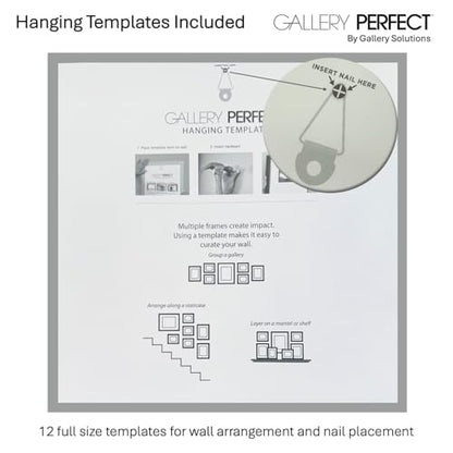 Gallery Perfect - 12-Piece White Square Photo Frame - Set with Hanging Template - Wall Gallery Kit - 16.5"x10.2"x16.7" - Square Wall Mount - Complete Set - Galley Wall - Picture Frame Set - color: White