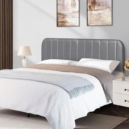 King Headboard Only - Upholstered Headboard for Bed, Easy Assembly, Velvet Covered Sponge, Place Between Bed & Wall, Adjustable Metal Legs with Non-Slip Pads, Grey - color: Gray, size: King