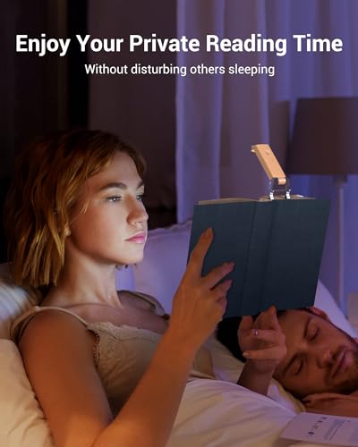 DEWENWILS USB Rechargeable Book Reading Light, Clip on Booklight Peach Fuzz | Flexible Lighting Angle, 2-Level Brightness, Warm White, Booklight for Kids, Book Lovers, Adults - color: Peach Fuzz