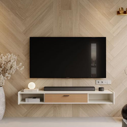 70'' Floating TV Stand, Wall Mounted TV Console, White | Floating TV Cabinet, Under TV Shelf for Bedroom Living Room - color: White, size: 70 IN