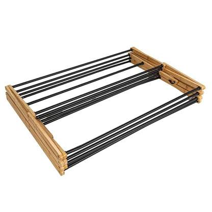 Household Essentials Bamboo Folding Clothes Drying Rack | Large Capacity, 14 Coated Metal Dowels, 28 Feet of Drying Space | Eco-Friendly, Collapsible Indoor Rack for Apartments, Homes & Dorms - color: Natural/Black
