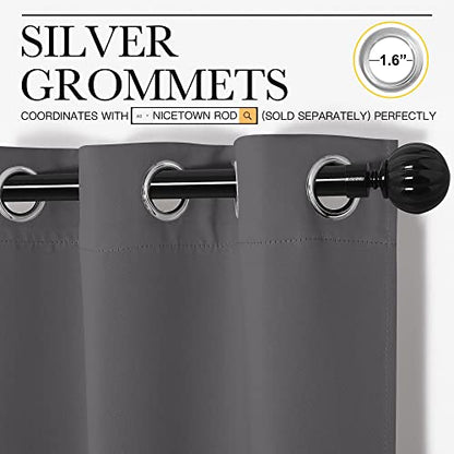 NICETOWN Bedroom Curtains Blackout Drapery Panels, Three Pass Microfiber Thermal Insulated Solid Ring Top Blackout Window Curtains/Drapes (Two Panels, 34 x 54 inches, Gray) - color: Grey, size: 34"W x 54"L (Pack of 2)