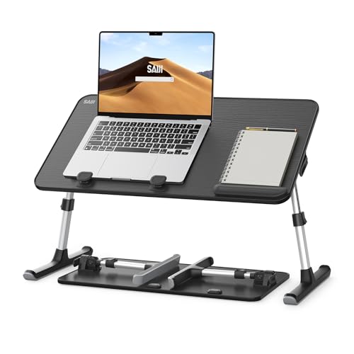SAIJI Height & Angle Adjustable Lap Desk Laptop Stand for Bed | LightWeight Foldable Portable Laptop Table for Couch Sofa Chair Floor - color: Black, size: 20.5×11.8In