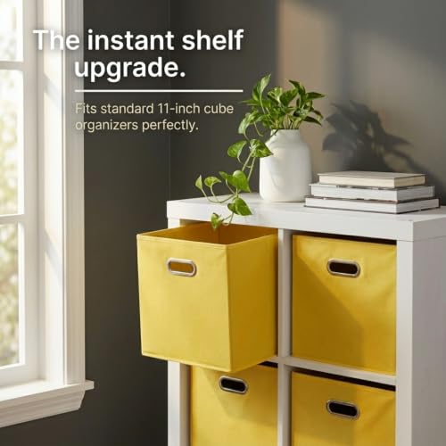 Household Essentials 6 ct Open Fabric Cube Storage Bins, Golden Yellow - color: Golden Yellow, size: 11” L x 11” W x 11” H