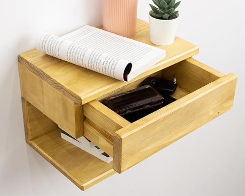 Floating Nightstand Side Accent or End Table with Storage Drawer, Wood Bedside Shelf, Handmade Floating Table (Madrid) - color: Madrid
