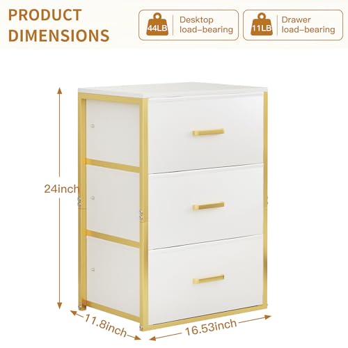 Closet Drawers with 3 Fabric Drawers Nightstands Bedside End Table Storage | Plastic Storage Drawers for Clothes Fabric Drawer Dresser for Bedroom, Kids Room, Dorm, Office, Living Room, Under Bed - size: 16.5"D x 11.8"W x 24"H (3 Drawers)