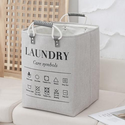 Small Laundry Basket, 50L Foldable Laundry Hamper Organizer with Handles, Fashion Portable Laundry Basket in Bedroom, Laundry Room, Closet, Bathroom, College Dorm (Light Gray) - color: Light Gray