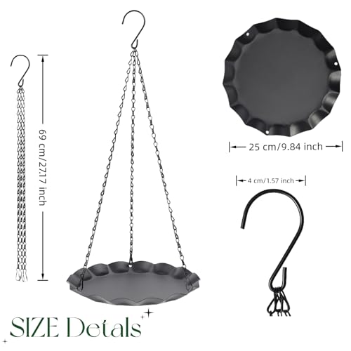 Hanging Planter for Indoor Outdoor, Plant Hanger, Plant Hanging Tray | Plant Holder, Plant Pot Shelf Basket for Window, Wall, Ceiling, Garden with Chains and Hooks, 2Pcs, Wavy Round - style: Wavy Round