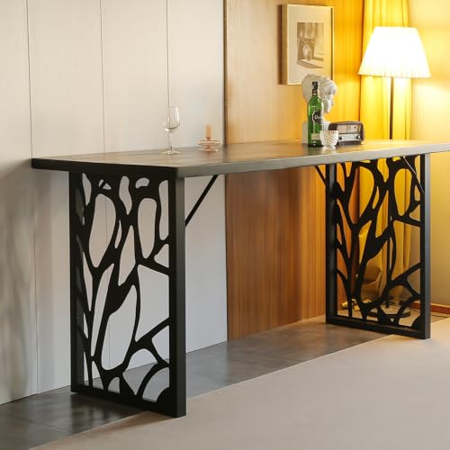 Table Legs 36 inch, Metal Counter Height Table Legs, Heavy Duty High Tall Base, Industrial Modern Furniture Legs Set of 2 with Laser Engraving Design (A)