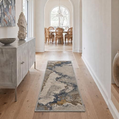 BEIMO 5X7 Modern Abstract Area Rug, Washable Non Slip Soft Living Room Rug | Artistic Rug in Dusty Beige, Soft Faux Wool Rug for Bedroom and Dining Room, Non-Shedding, Easy Care, Lightweight, Low Pile - color: Dusty Beige-1, size: 5' x 7' (Rectangular)