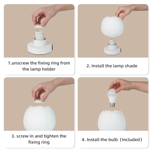 Touch Bedside Lamp wtih USB C+A Charging Ports,Tulip Flower Lamp | 3-Way Dimmable Lamp,Nightstand Lamp with Soft Light, Aesthetic Lamp with Wide Application