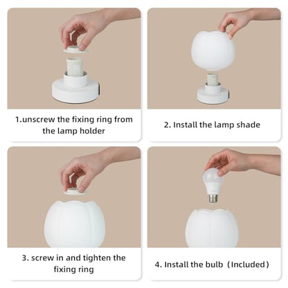 Touch Bedside Lamp wtih USB C+A Charging Ports,Tulip Flower Lamp | 3-Way Dimmable Lamp,Nightstand Lamp with Soft Light, Aesthetic Lamp with Wide Application