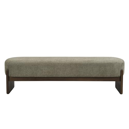 Christopher Knight Home Arden Minimalist Loop Yarn Fabric Dining Bench, Wooden Entryway Ottoman Bench, Modern Living Room Sofa Ottoman Footrest, Bedroom End of Bed Bench, Dark Green+Brown - color: Dark Green+brown