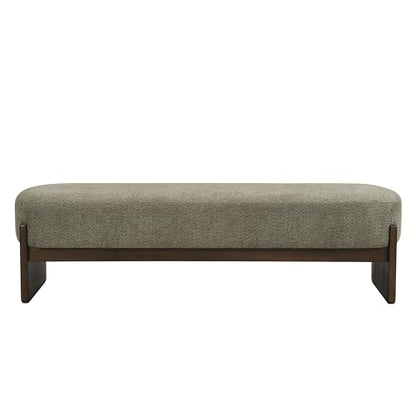Christopher Knight Home Arden Minimalist Loop Yarn Fabric Dining Bench, Wooden Entryway Ottoman Bench, Modern Living Room Sofa Ottoman Footrest, Bedroom End of Bed Bench, Dark Green+Brown - color: Dark Green+brown