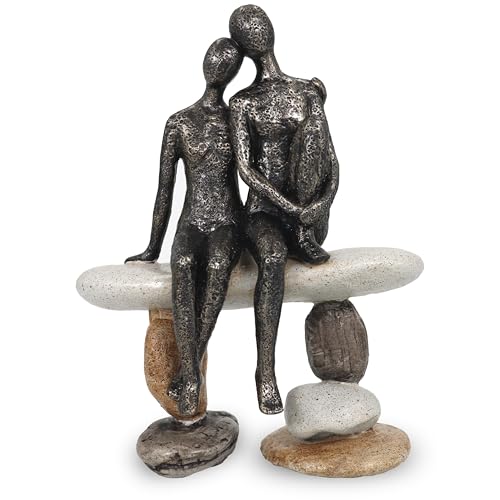 Lescafita Romantic Couple Figurines Sculpture – Abstract Couple Sculpture on Stone Bench, Modern Home Decor Statue, Unique for Couple - color: 11
