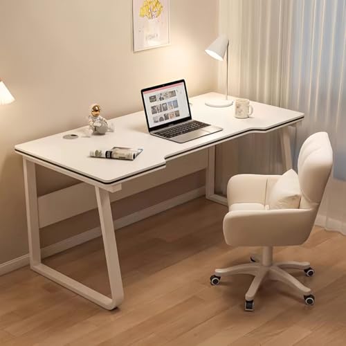 Gaming Desk Computer Writing Table Student Art Modren Simple Style PC Wood Suitable for Home, Office - color: White, size: 55*23.6