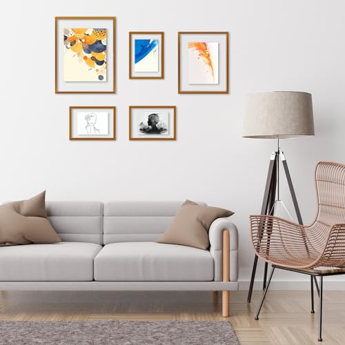 Golden State Art 7 Pack Aluminum Floating Frames Included 5x7 8x10 11x14 | Bronze, One 11x14 Two 8x10 Four 5x7 Frames, Wall Mount Display, Fit for Pictures, Pressed Flowers Any Size up to Frame Size - color: Bronze, size: Floating Style