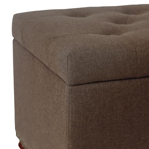 24'' Fabric Ottoman with Storage Rectangle Foot Rest Ottomans Stool for Living Room(Coffee) - color: Coffee