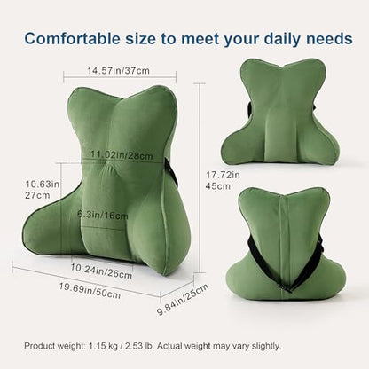 Lumbar Support Pillow(Pat. Pend) for Lower Back Pain Relief – Multi-Functional Ergonomic Lumbar Cushion, Reading Pillow for Office Chair, Car Seat & Sofa,Olive Green - color: Olive Green