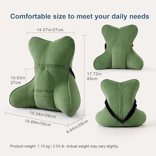 Lumbar Support Pillow(Pat. Pend) for Lower Back Pain Relief – Multi-Functional Ergonomic Lumbar Cushion, Reading Pillow for Office Chair, Car Seat & Sofa,Olive Green - color: Olive Green
