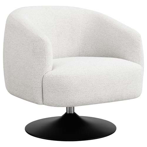 Coaster Home Furnishings - Dave - Boucle Fabric Upholstered Barrel Back Swivel Accent Chair with Pedestal Base, Tapered Off Armrests and 360-Degree Swivel - Living Room - Beige - 905739