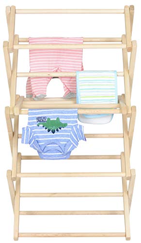 Clothes Drying Rack: Solid Maple Hard Wood Laundry Rack for Baby Clothes, Hand Towels, Delicates & More, Durable Small Folding Drying Rack, Made in USA, No Assembly Needed - color: Small