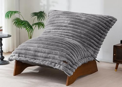 MAXYOYO Adjustable Living Room Chair, 3-Position Bean Bag Chair with Frame | Upholstered Accent Chair with Frame, Removable Cushion, Soft Reclining Lounge for Bedroom, Apartment, Office, Grey - color: Striped Grey