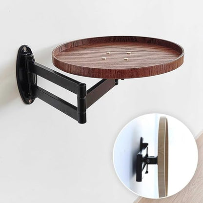 Small Round Wall-Mounted Table, Folding Retractable Coffee Table, Made of Solid Wood, Suitable for Home, Shop, Milk Tea Shop and Cake Shop - color: A