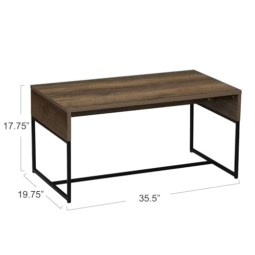 Household Essentials Ashwood Grain Coffee Table with Black Iron Base - color: Ashwood, style: Coffee Table