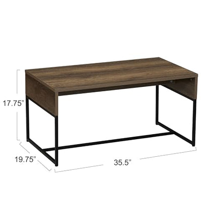 Household Essentials Ashwood Grain Coffee Table with Black Iron Base - color: Ashwood, style: Coffee Table