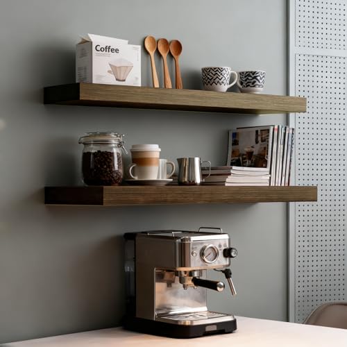 Floating Shelves for Wall,Wall Shelves for Decor Storage,Display Shelving 24 inch Set of 2,Wall Mounted Wood Shelf for Bedroom,Living Room,Bathroom,Kitchen,Brown (2pcs,Brown) - color: Brown, size: 7.8"D x 24"W x 1.73"H