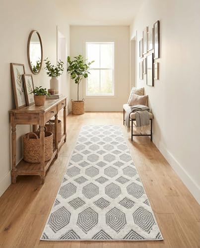 Rugs.com - Sabrina Soto Casa Rug – 12 Ft Runner Anthracite Gray Cotton Textured Runner – Modern Geometric Design for Hallways and Entryways - color: Anthracite Gray, size: 2'7" x 12' (Runner)