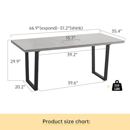 Mid-Century Extendable Dining Table Set, 51"-67", 6 Upholstered Chairs - color: Grey Table, size: 51"-67"